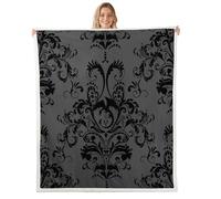 Homewish Couverture 150x200cm Enfant Damassé Gris Plaid Canape Attrape-Rêves Dragon Gothique Couverture Polaire Floral Boho Vintage Jetés de Lit Victorien AntiqueDécor de Chambre Esthétique