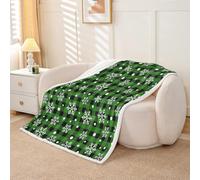 Homewish Couverture 150x200cm Enfant Flocon de Neige d'hiver de Noël, Plaid Canape Grille Noire Verte Plaid, Couverture Polaire Flocon de Neige de Noël, Jetés de Lit Ornaments