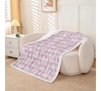 Homewish Couverture 150x200cm Enfant Grille Grise Rose Plaid, Plaid Canape Flocon de Neige d'hiver de Noël, Couverture Polaire Ornaments, Jetés de Lit Flocon de Neige de Noël