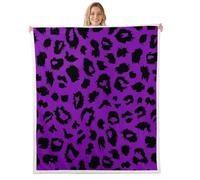 Homewish Couverture 150x200cm Enfant Imprimé Guépard Plaid Canape Léopard Noir Violet Couverture Polaire Peau d'animal Safari Jetés de Lit Faune Abstraite
