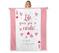 Homewish Couverture 150x200cm Fille As de Cœur, Plaid Canape Coeur d'amour Rose pour Enfant, Couverture Canape Esthétique Rétro-Funky, Couverture Polaire Kawaii