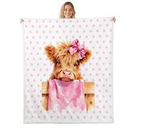 Homewish Couverture 150x200cm Vache Highlandss Rustique Poids Rose Filles