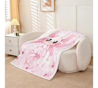 Homewish Couverture 229x229cm Enfant Axolotl Mignon,Plaid Canape Newt Animal Amphibie,Couverture Polaire Enfants Filles Garçons Fleur de Cerisier Floral Botanique,Jetés de Lit Salamandre Océan Bleu