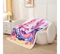 Homewish Couverture 229x229cm Enfant Axolotl,Plaid Canape Axolotl Rose Mignon,Couverture Polaire Cartoon Wildlife Salamandre,Jetés de Lit pour Enfants Garçons Filles Plante D'Algues Sous-Marines Monde