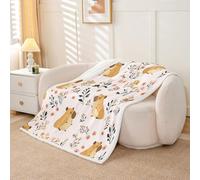Homewish Couverture 229x229cm Enfant Cartoon Capybara,Plaid Canape Animaux Mignons,Couverture Polaire Branches,Jetés de Lit pour Enfants Filles Garçons Adultes Fleurs