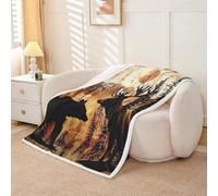 Homewish Couverture 229x229cm Enfant Cerf Rustique,Plaid Canape Ours de Cabine Occidental,Couverture Polaire Pays de Ferme de Chasse,Jetés de Lit pour Enfants Garçons Filles Adultes Woodland Lodge