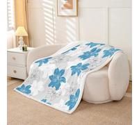 Homewish Couverture 229x229cm Enfant Fleur Bleue,Plaid Canape Floral Élégant,Couverture Polaire Enfants Les Adolescents Floral Hand-Drawn,Jetés de Lit Style Pastoral