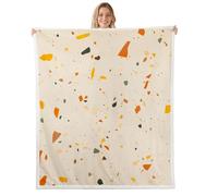 Homewish Couverture 229x229cm Enfant Géométrique Plaid Canape Abstrait Moderne Couverture Polaire Style Aquarelle Jetés de Lit Esthétique Contemporaine