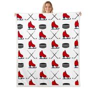 Homewish Couverture 229x229cm Enfant Hockey sur Glace,Plaid Canape Mangez Les Sports d'hiver de Sommeil,Couverture Polaire Patinages À roulettes À Bâton de Hockey Jeux Compétitifs Modernes Élégants