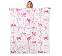 Homewish Couverture 229x229cm Enfant Nœud Rose Plaid Canape Nœuds Esthétiques Coquets Couverture Polaire Nœud Papillon Rose Tendence Jetés de Lit Nœuds Papillon d'amour Saint-Valentin
