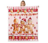 Homewish Couverture 229x229cm Enfant Rouge de Noël, Plaid Canape Pain D'Épicerie Mignon, Couverture Polaire Homme de Pain D'Épicerie de Noël, Jetés de Lit Grue de Bonbons Festifs