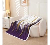 Homewish Couverture 229x229cm Enfant Violet Abstrait,Plaid Canape Art de Peinture À l'huile de Graffiti À Coups de Pinceau,Jetés de Lit Noir Jaune Rayure Vintage Abstrait Esthétique Contemporaine