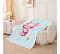 Homewish Couverture 75x100cm Enfant Axolotl Mignon,Plaid Canape Modèle de Vie Marine Kawaii,Couverture Polaire Salamandre de Dessin Animé,Jetés de Lit pour Enfants Garçons Filles Ocean Sealife Theme