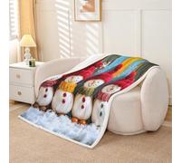Homewish Couverture 75x100cm Enfant Bonhomme de Neige de Noël, Plaid Canape Tableau en Bois Coloré, Couverture Polaire Joyeux Noël, Jetés de Lit pour Enfants Garçons Filles Bonhomme de Neige d'hiver