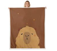 Homewish Couverture 75x100cm Enfant Cartoon Capybara,Plaid Canape Animaux de Zoo,Couverture Polaire Ferme Rustique,Jetés de Lit Étoiles Mignonnes