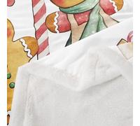 Homewish Couverture 75x100cm Enfant Cartoon Gingerbread Man,Plaid Canape Enfants Adultes Joyeux Noël,Couverture Polaire Pan D'Gingerbread Homme Famille,Jetés de Lit Flocons de Neige d'arbre de Noël
