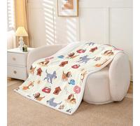 Homewish Couverture 75x100cm Enfant Corgi,Plaid Canape Bol Chien,Couverture Polaire Enfants Garçons Filles Beagle Paw Prints Kawaii Chiens Thème,Jetés de Lit Animal de Dessin Animé de Modèle de Chien