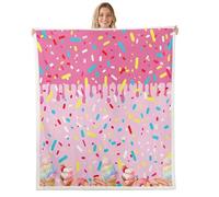 Homewish Couverture 75x100cm Enfant Donut à Garniture Plaid Canape Glace Rose Couverture Polaire Dessert sucré Jetés de Lit Joli Donut