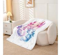 Homewish Couverture 75x100cm Enfant Kawaii Ocean Sealife,Plaid Canape Axolotl Mignon,Couverture Polaire Salamandre Modèle de Vie Marine Enfants Garçons Filles Jolie Impression Animale de Mer