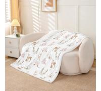 Homewish Couverture 75x100cm Enfant Le Cerf Sika,Plaid Canape Tente,Couverture Polaire Enfants Garçons Filles Mignons Animaux Cornes Flèches Feuille,Jetés de Lit Rose Peach Fleurs Elk Imprimer