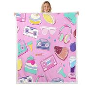 Homewish Couverture 75x100cm Enfant Musique À Thème, Plaid Canape Gâteau Sucré pour Filles, Couverture Polaire Impression de Radio Musicale, Jetés de Lit pour Garçons Filles Princesse Esthétique