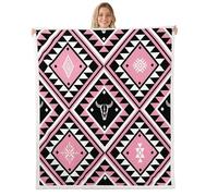 Homewish Couverture 75x100cm Enfant Rustique Sud-Ouest,Plaid Canape Rose Boho Aztec,Couverture Polaire Crâne Taureau Tribal Occidental Bohème,Jetés de Lit Diamant