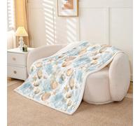 Homewish Couverture Canapé 100x130cm Côte Étoile de Mer Océan | Couverture Polaire Doux Thème Océan Jetés de Lit Vie Marine Animaux Côtiers pour Chambre Voyage
