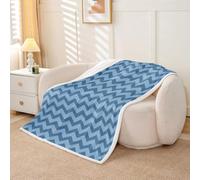 Homewish Couverture Canapé 100x130cm Moderne Rayé Vague | Couverture Polaire Doux Bleu Marine Courbed Rayures Jetés de Lit Abstrait Chevron Rayé pour Chambre Voyage