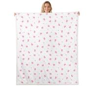 Homewish Couverture Canapé 229x229cm Cœur Roses Nœud | Couverture Polaire Doux Rêveur Nœud Roses Clair Jetés de Lit Charmant Féminin Nœuds pour Voyage Bureau
