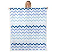 Homewish Couverture Canapé 75x100cm Chevron Bleu