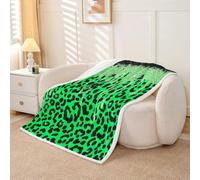 Homewish Couverture Canapé 75x100cm Vert Léopard Noir | Couverture Polaire Doux Paillettes Luxe Motif Jetés de Lit Afrique Animaux Sauvage pour Chambre à Coucher
