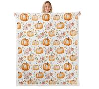 Homewish Couverture Enfant Citrouille, Plaid Canape 75x100cm Adulte Automne Action de Grâce Récolte, Couverture Polaire Rustique À La Ferme, Jetés de Lit Fleurs Fleurissent