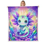 Homewish Couverture Kawaii Axolotl Plaid Canape Océan Décor Newt Couverture Canape Salamandre Marcher Poisson Couvertures Polaire Animal de Mer 130x150cm pour Chambre Couch