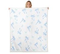 Homewish Couverture Polaire 100x130cm Coquette Nœud Vert Eaurelle Bleu | Polaire Canapé Lit Floating Nœud Papillon en Ruban Jetés de Lit Doux Rêveur Nœud en Ruban pour Chambre Voyage