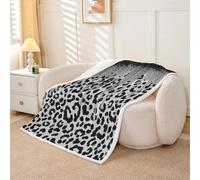 Homewish Couverture Polaire 75x100cm Noir Gris Léopard | Polaire Canapé Lit Dégradé Abstrait Art Jetés de Lit Doux Paillettes Luxe Motif pour Chambre à Coucher