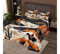 Homewish Couvre-Lit 170x230 Cowboy, Dessus de Lit Cactus, Couverture de Lit Aztec Desert Exotic Ethnic Western, Jetés de Lit Garçons Hommes Enfants avec 1 Taie d'oreiller 51x75cm