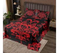 Homewish Couvre-Lit 170x230 Damassé Rouge Dessus de Lit Attrape-Rêves Dragon Gothique Couverture de Lit Floral Boho Vintage Jetés de Lit Victorien AntiqueDécor de Chambre Esthétique