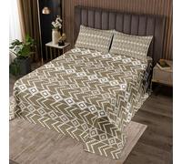 Homewish Couvre-Lit 240x220 Blanc Brun,Dessus de Lit Occidental,Couverture de Lit Garçons Boho Geometric Aztec,Jetés de Lit Pays Sud-Ouest avec 2 Taies d'oreiller 51x75cm