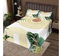 Homewish Couvre-Lit 240x220 Boho Vert Moderne,Dessus de Lit Minimaliste du Milieu du Siècle,Couverture de Lit Art Esthétique Simple,Jetés de Lit Garçons Filles Minimalisme Plante 2 Taies d'oreiller