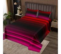 Homewish Couvre-Lit 240x220 Esthétique, Dessus de Lit Gradient, Couverture de Lit pour Filles Garçons Art Abstrait Moderne Ombre 3D Impression, Jetés de Lit Rouge Rose avec 2 Taies d'oreiller 51x75cm