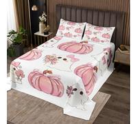 Homewish Couvre-Lit 240x220 Fantôme de Dessin Animé,Dessus de Lit Lanterne de Citrouille,Couverture de Lit Bon Arc d'halloween,Jetés de Lit Bowknot de Ruban Kawaii, Décor d'halloween Blanc