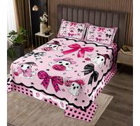 Homewish Couvre-Lit 240x220 Fantôme Mignon Joyeux Halloween,Dessus de Lit Fille D'Arc Noir Rose,Couverture de Lit Fantôme de Citrouille Rose Mignon Étoiles Gothiques de Chauve-Souris Plaid Géométrique