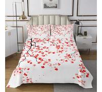 Homewish Couvre-Lit 240x220 Fleurs de Cerisier Roses Dessus de Lit Fleurs de Cerisier Japonais Couverture de Lit Fille,Fleurs de Printemps Couette Pétales Élégant Branche Jardin