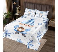 Homewish Couvre-Lit 240x220 Gnomes de Noël,Dessus de Lit Flocons de Neige d'hiver,Couverture de Lit Noël GNOME Holiday,Jetés de Lit Garçons Filles Joyeuse Nouvelle Année 2 Taies d'oreiller 51x75cm