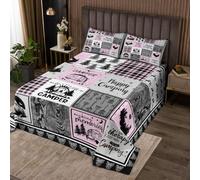 Homewish Couvre-Lit 240x220 Le Camping | Dessus de Lit Le Camp VBague Voyage Remorque Couverture de Lit Roses Damier Tartan Buffalo - 2 Taies d'oreiller 51x75