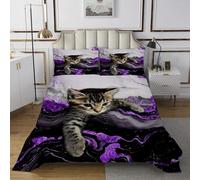 Homewish Couvre-Lit 240x220 Marbre Violet,Dessus de Lit Liquide d'encre de Marbre D'Aquarelle,Couverture de Lit Chat de Marbre Moderne de Luxe,Jetés de Lit Esthétique de Style D'Œuvre d'art Rétro