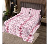 Homewish Couvre-Lit 240x220 Occidental,Dessus de Lit Rouge Blanc,Couverture de Lit Preteen Garçons Filles Boho Geometric Aztec,Jetés de Lit Pays Sud-Ouest avec 2 Taies d'oreiller 51x75cm