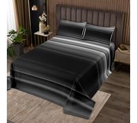 Homewish Couvre-Lit 240x220 Ombre, Dessus de Lit Moderne, Couverture de Lit pour Filles Garçons Gradient Esthétique 3D Impression Art Abstrait, Jetés de Lit Noir Gris avec 2 Taies d'oreiller 51x75cm