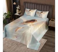 Homewish Couvre-Lit 260x240 Ange Blanc, Dessus de Lit Ailes d'ange, Couverture de Lit Imprimé 3D Rêveux, Jetés de Lit Inspiration Sacrée avec 2 Taies d'oreiller 51x75cm