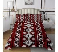 Homewish Couvre-Lit 260x240 Aztèque Occidental,Dessus de Lit Tribale Rustique du Sud-Ouest,Couverture de Lit Vintage Géométrique Bohème,Jetés de Lit Style de Ferme Tribale Boho 2 Taies d'oreiller